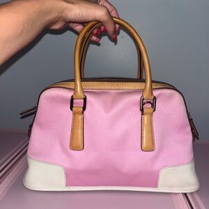 Y2k Vintage Bubblegum Barbie Pink Coach Canvas Bag with Leather Handles
